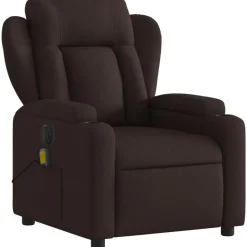 vidaXL Sillón reclinable de masaje eléctrico tela marrón oscuro Marr&oacute;n oscuro Online