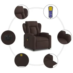 vidaXL Sillón reclinable de masaje eléctrico tela marrón oscuro Marr&oacute;n oscuro Online