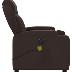 vidaXL Sillón reclinable de masaje eléctrico tela marrón oscuro Marr&oacute;n oscuro Online
