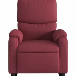 vidaXL Sillón reclinable de masaje elevable tela rojo tinto Rojo vino tinto Clearance