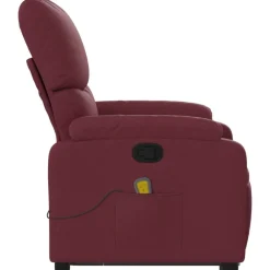 vidaXL Sillón reclinable de masaje elevable tela rojo tinto Rojo vino tinto Clearance