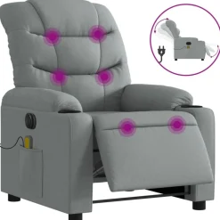vidaXL Sillas-Sillón reclinable de masaje eléctrico tela