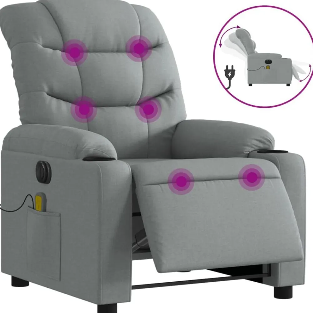 vidaXL Sillas-Sillón reclinable de masaje eléctrico tela
