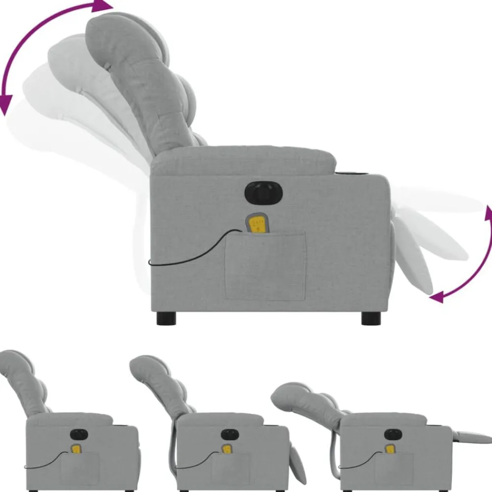 vidaXL Sillas-Sillón reclinable de masaje eléctrico tela