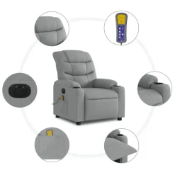 vidaXL Sillas-Sillón reclinable de masaje eléctrico tela
