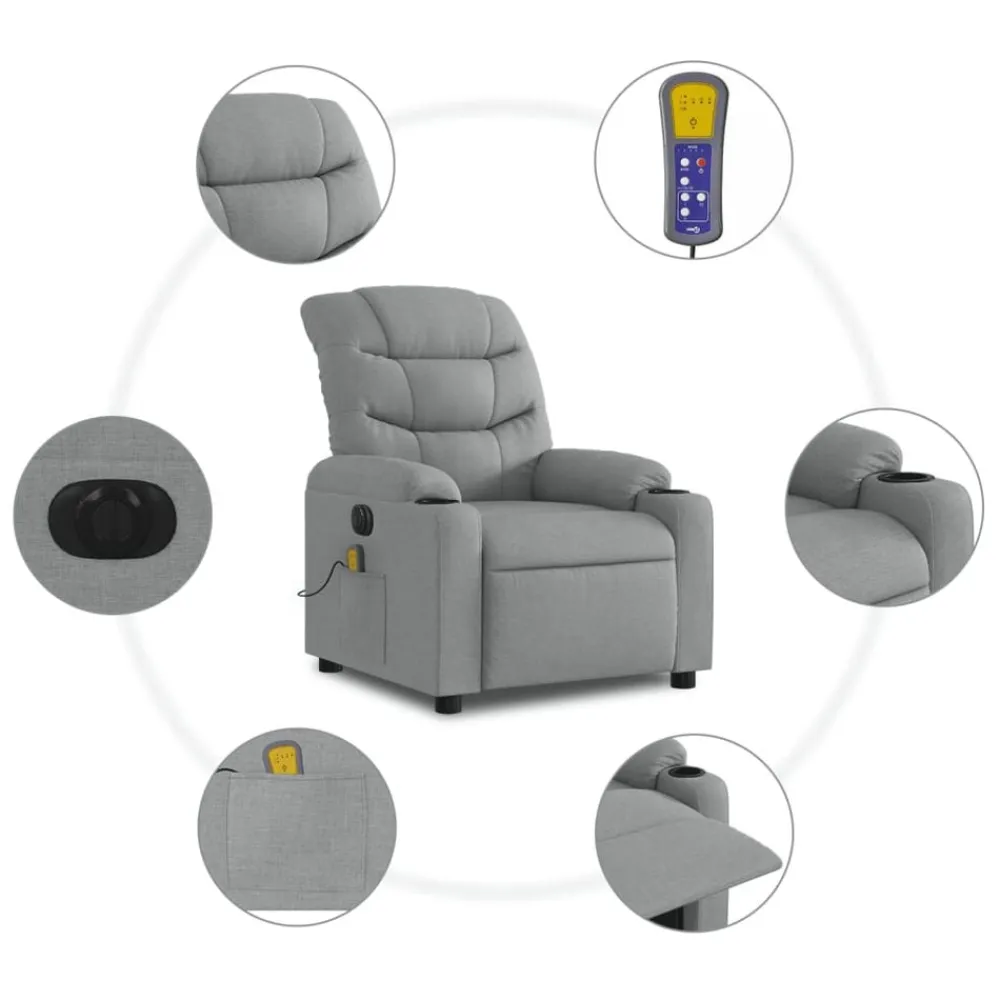 vidaXL Sillas-Sillón reclinable de masaje eléctrico tela