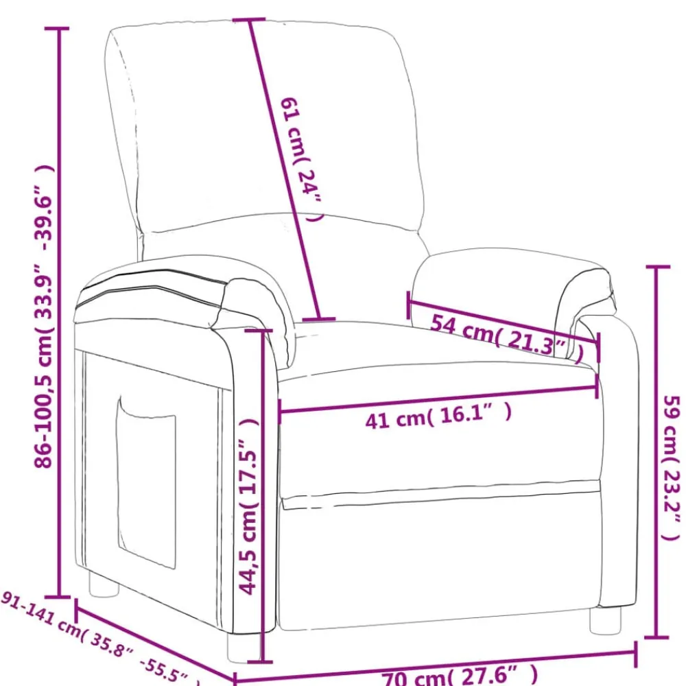 vidaXL Sillas-Sillón reclinable de tela