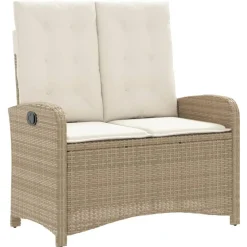 vidaXL Muebles De Jardín-Sillón reclinable de jardín con cojines ratán sintético beige