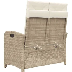 vidaXL Muebles De Jardín-Sillón reclinable de jardín con cojines ratán sintético beige