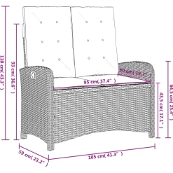 vidaXL Muebles De Jardín-Sillón reclinable de jardín con cojines ratán sintético beige