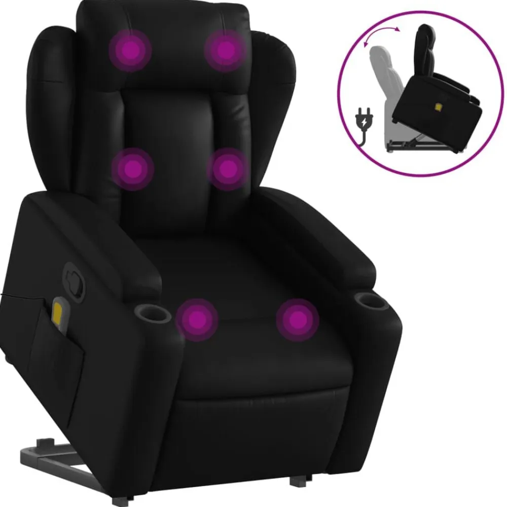 vidaXL Sillas-Sillón reclinable de masaje de pie cuero artificial