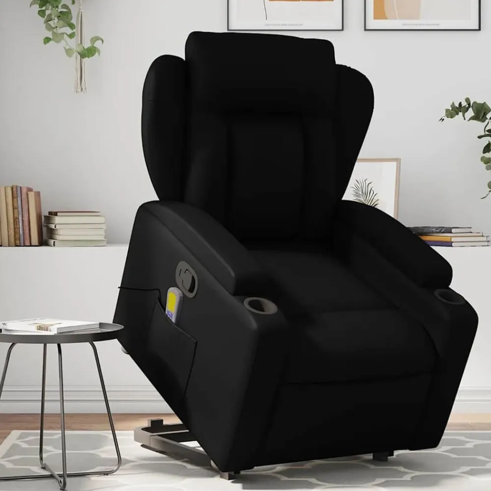 vidaXL Sillas-Sillón reclinable de masaje de pie cuero artificial