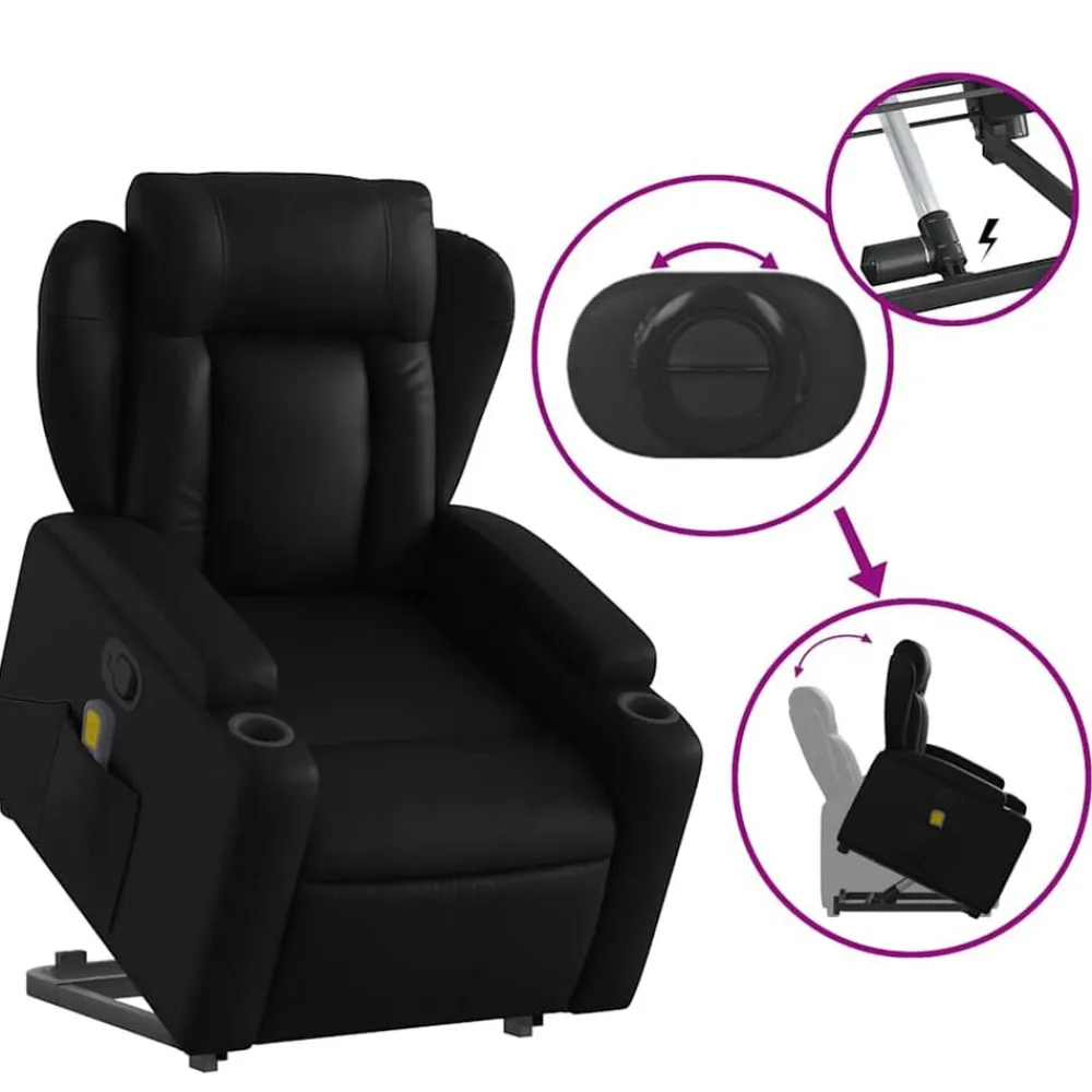 vidaXL Sillas-Sillón reclinable de masaje de pie cuero artificial