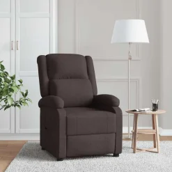 vidaXL Sillas-Sillón reclinable de tela marrón oscuro