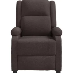 vidaXL Sillas-Sillón reclinable de tela marrón oscuro