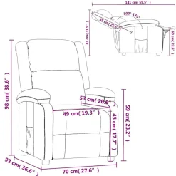 vidaXL Sillas-Sillón reclinable de tela marrón oscuro