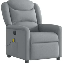 vidaXL Sillón reclinable de masaje eléctrico tela Gris claro Discount