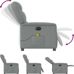 vidaXL Sillón reclinable de masaje eléctrico tela Gris claro Discount