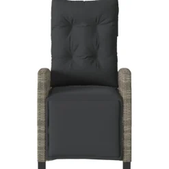 vidaXL Sillón reclinable de jardín con reposapiés ratán sintético Gris Outlet
