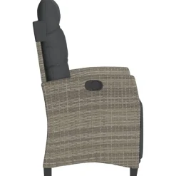 vidaXL Sillón reclinable de jardín con reposapiés ratán sintético Gris Outlet