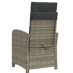vidaXL Sillón reclinable de jardín con reposapiés ratán sintético Gris Outlet