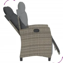 vidaXL Sillón reclinable de jardín con reposapiés ratán sintético Gris Outlet