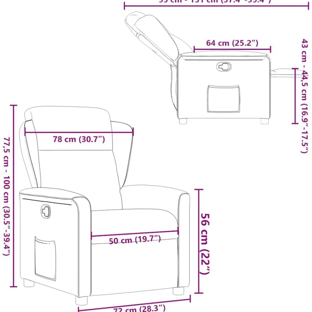 vidaXL Sillas-Sillón reclinable de tela