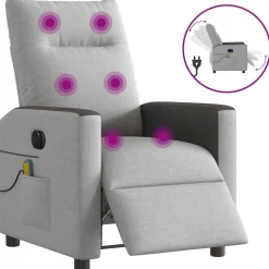 vidaXL Sillón reclinable de masaje eléctrico tela Gris nube New