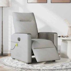 vidaXL Sillón reclinable de masaje eléctrico tela Gris nube New