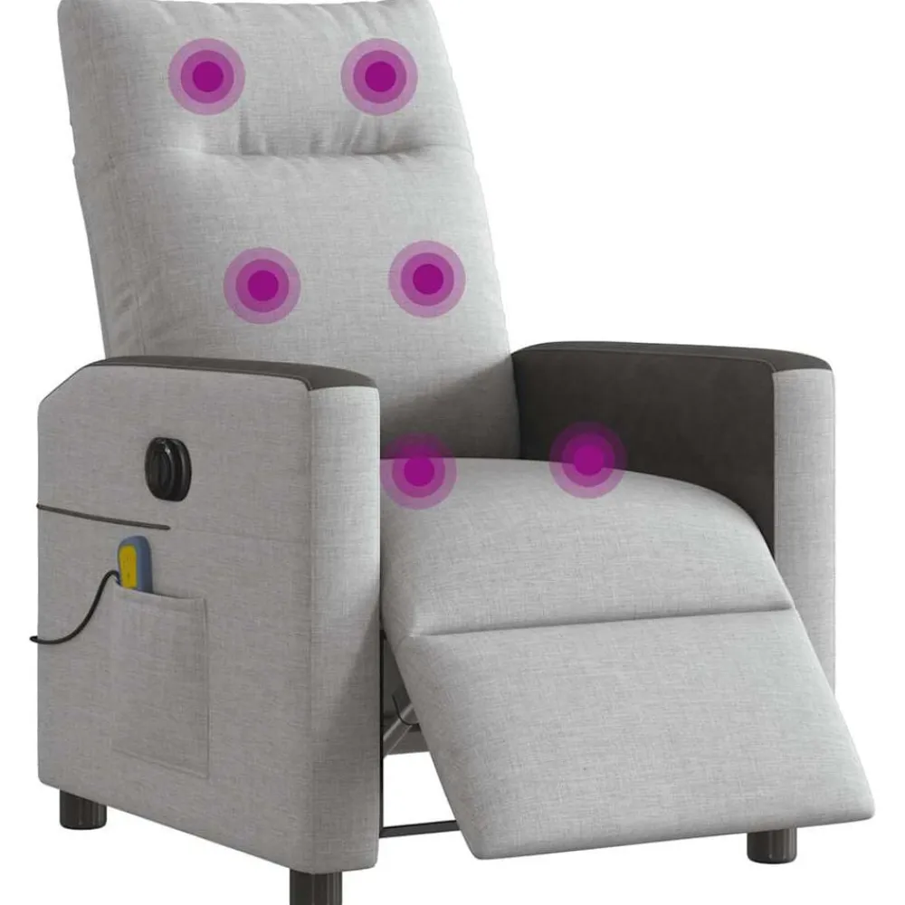 vidaXL Sillón reclinable de masaje eléctrico tela Gris nube New