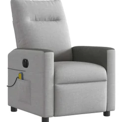 vidaXL Sillón reclinable de masaje eléctrico tela Gris nube New