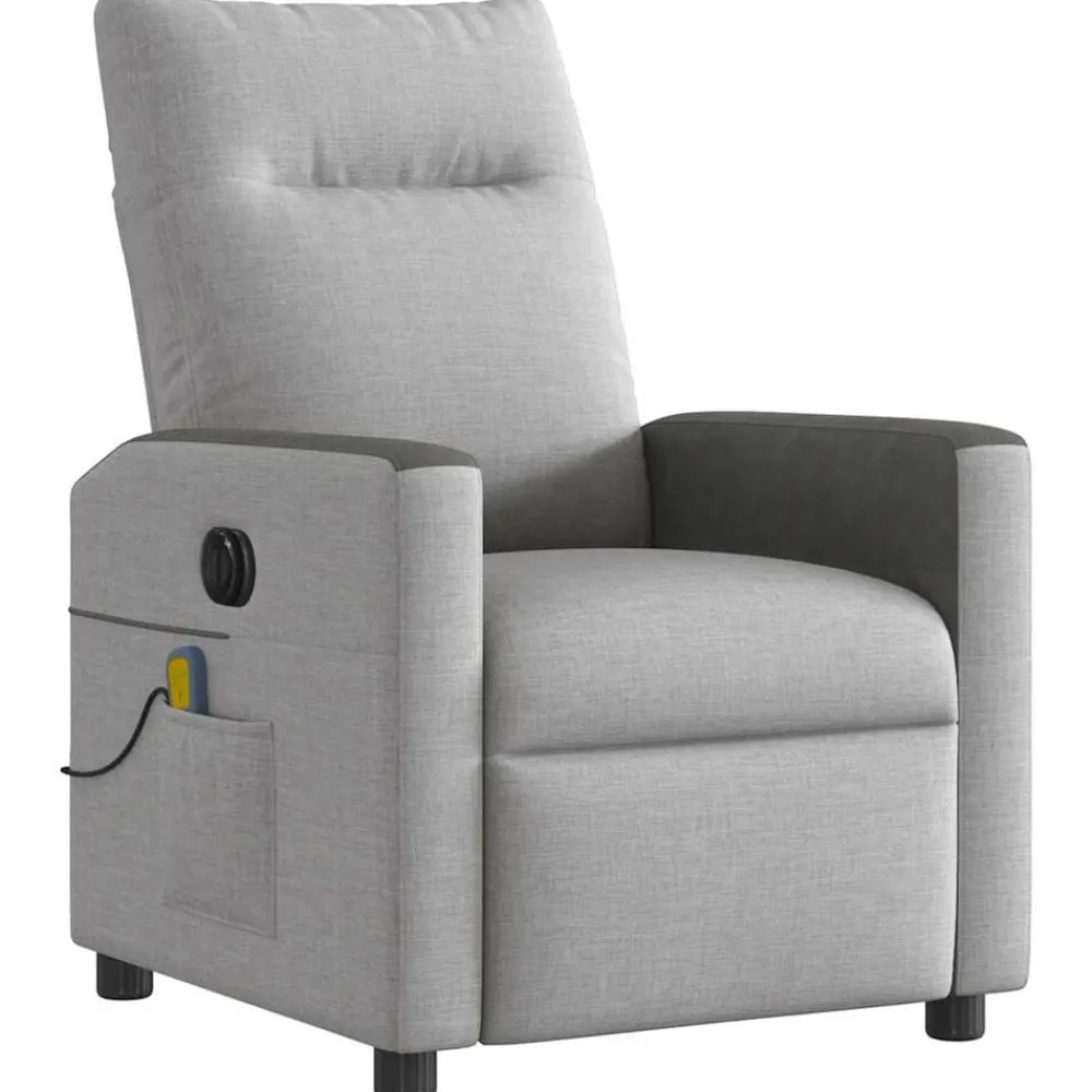 vidaXL Sillón reclinable de masaje eléctrico tela Gris nube New