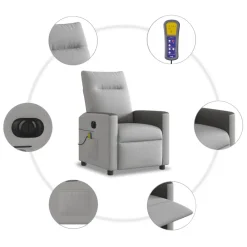 vidaXL Sillón reclinable de masaje eléctrico tela Gris nube New