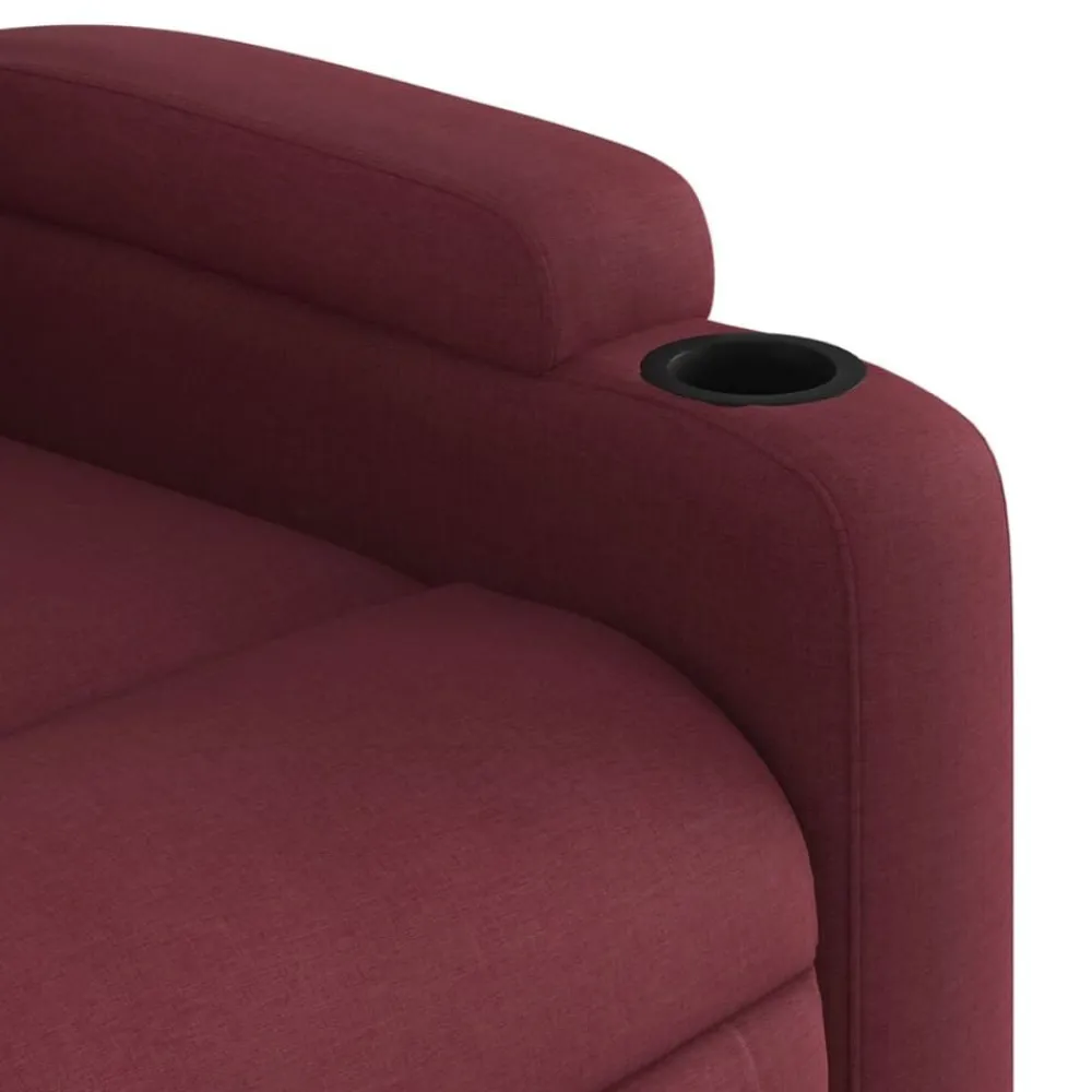 vidaXL Sillón reclinable de masaje elevable tela rojo tinto Rojo vino tinto New