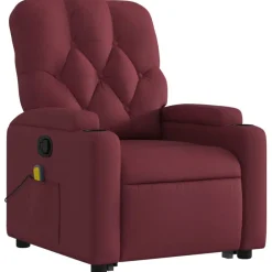 vidaXL Sillón reclinable de masaje elevable tela rojo tinto Rojo vino tinto New