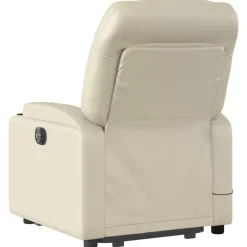 vidaXL Sillón reclinable de masaje de pie cuero artificial color Crema Discount