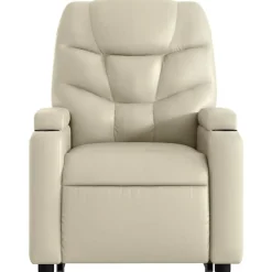 vidaXL Sillón reclinable de masaje de pie cuero artificial color Crema Discount