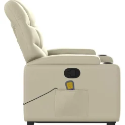 vidaXL Sillón reclinable de masaje de pie cuero artificial color Crema Discount
