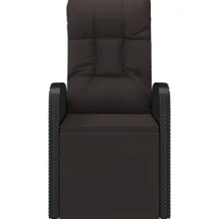 vidaXL Sillón reclinable de jardín con cojín ratán sintético Negro Discount