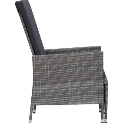 vidaXL Sillón reclinable de jardín con cojines ratán sintético Gris New