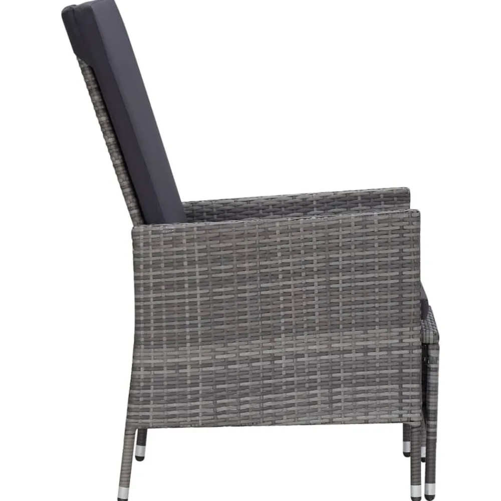 vidaXL Sillón reclinable de jardín con cojines ratán sintético Gris New