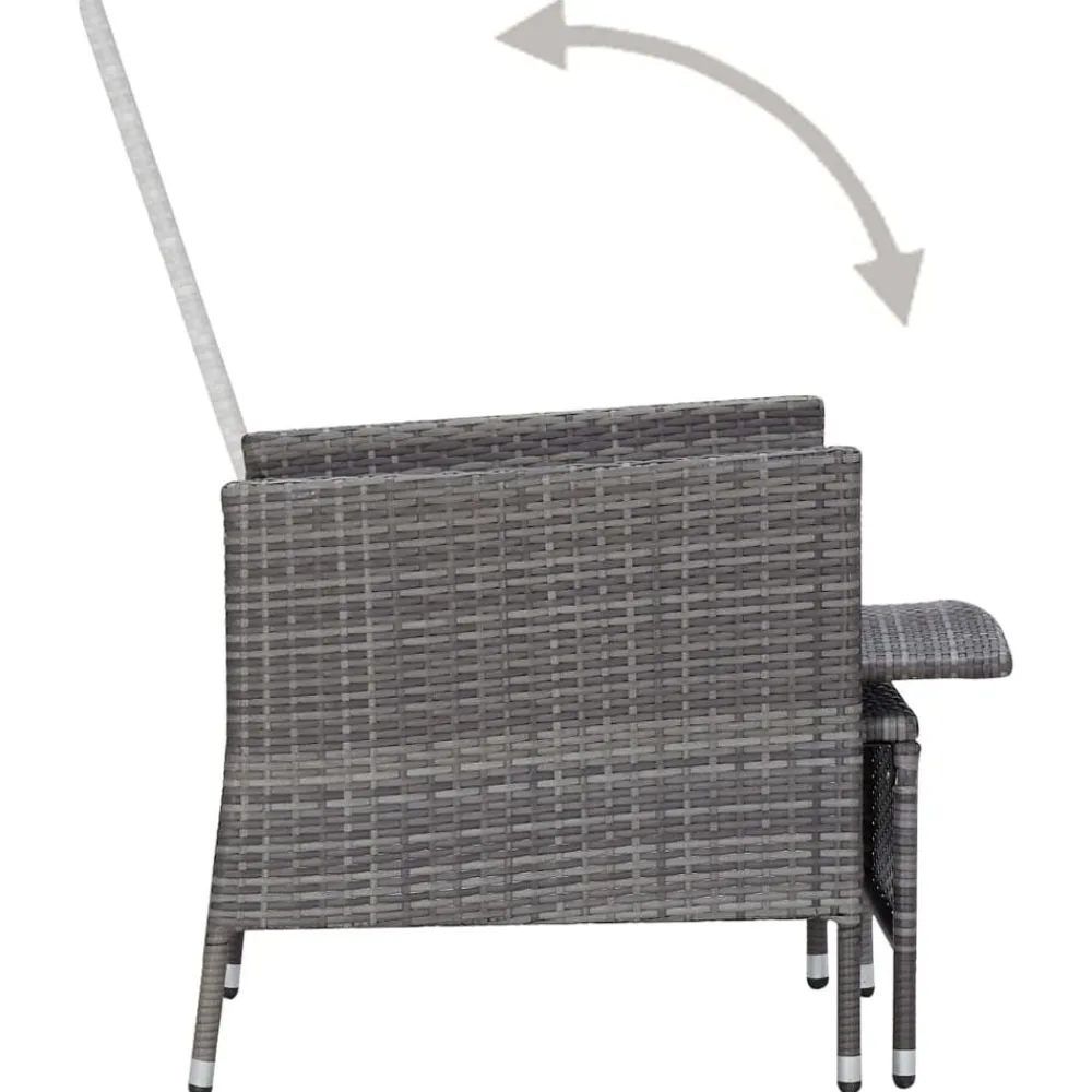 vidaXL Sillón reclinable de jardín con cojines ratán sintético Gris New