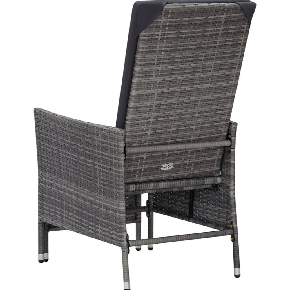 vidaXL Sillón reclinable de jardín con cojines ratán sintético Gris New