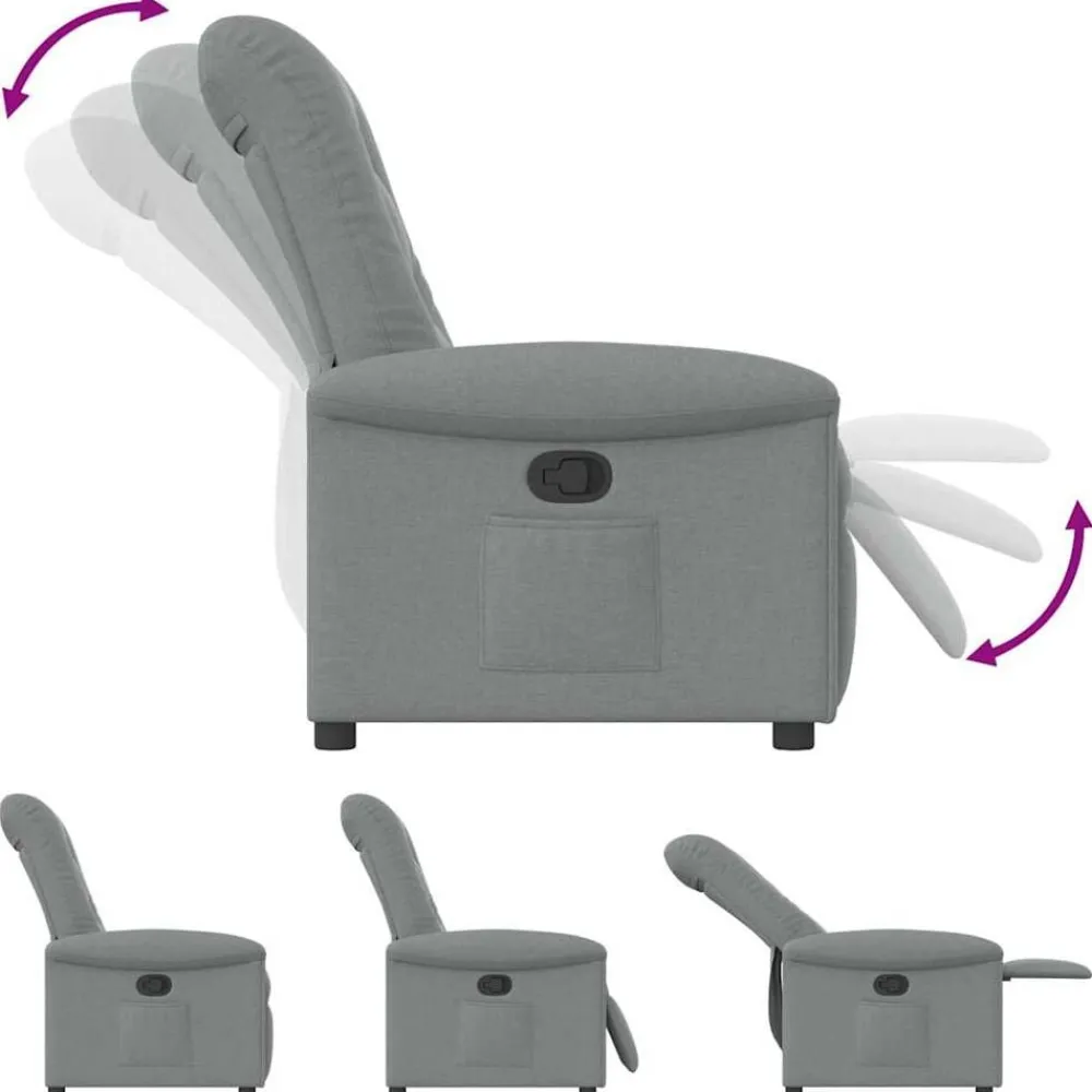 vidaXL Sillón reclinable de tela Gris claro Discount