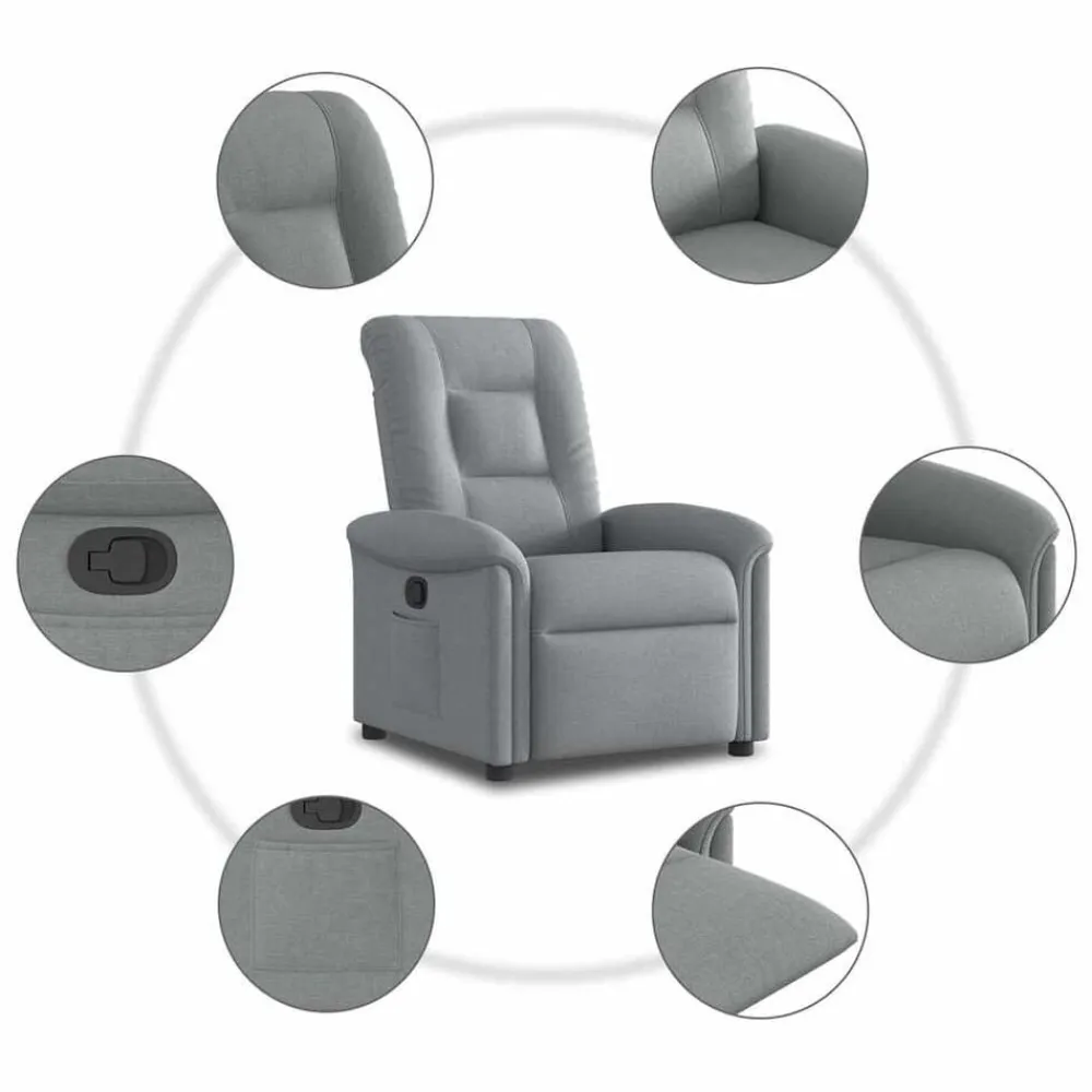 vidaXL Sillón reclinable de tela Gris claro Discount