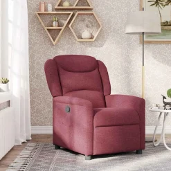 vidaXL Sillón reclinable de tela rojo tinto Rojo vino tinto Online