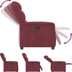 vidaXL Sillón reclinable de tela rojo tinto Rojo vino tinto Online