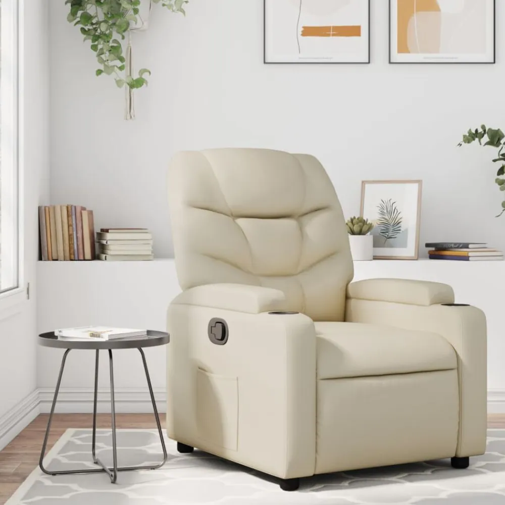 vidaXL Sillas-Sillón reclinable de piel sintética color