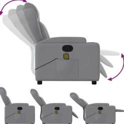 vidaXL Sillas-Sillón reclinable de masaje de tela