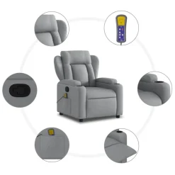 vidaXL Sillas-Sillón reclinable de masaje de tela
